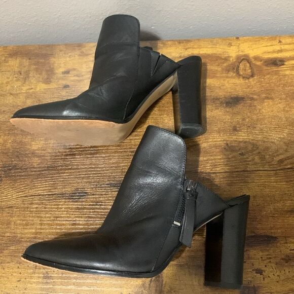 Rebecca Minkoff AIDAN LEATHER POINT-TOE BLOCK-HEEL MULES IN BLACK Size 7 - Picture 6 of 7